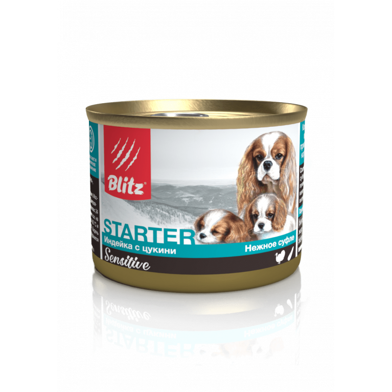Blitz Sensitive Puppy Turkey with Zucchini Консервированный корм-стартер для щенков, беременных и кормящих сук 200г