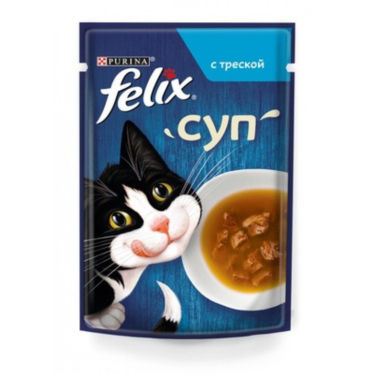 FELIX Влажный корм для взрослых кошек, суп с треской 48г