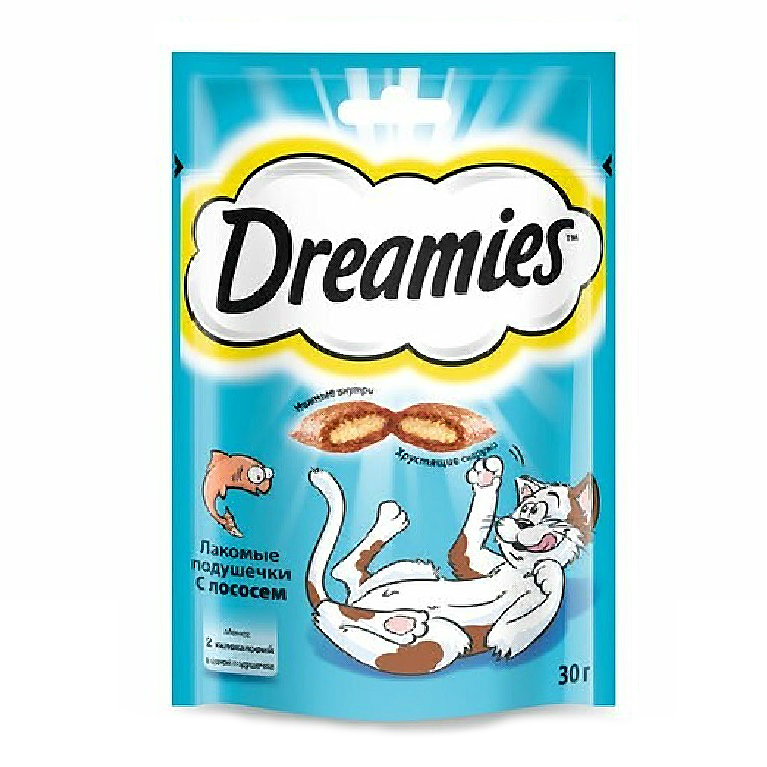 Dreamies Лакомые подушечки для кошек (с Лососем) 60г