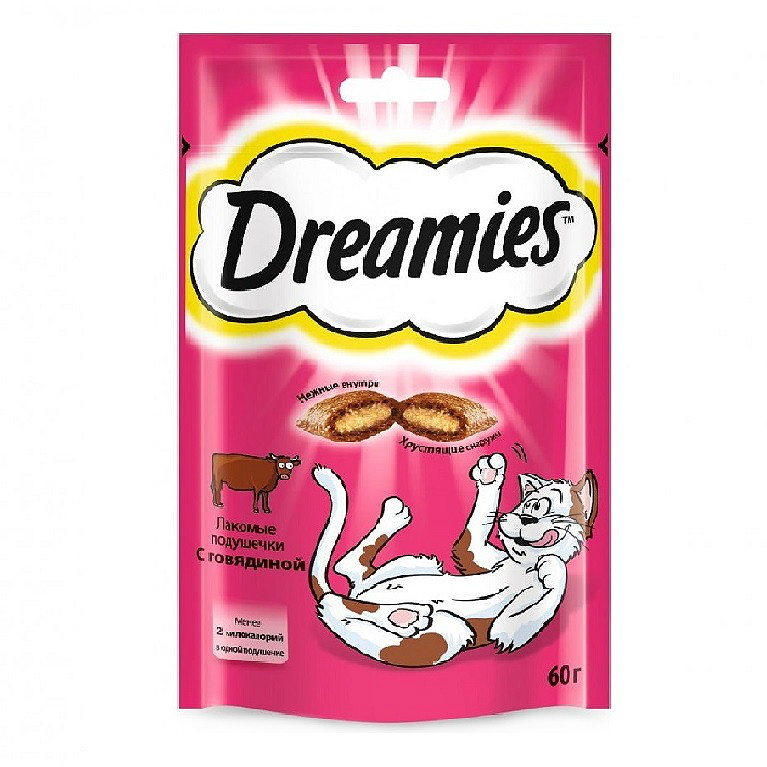 Dreamies Лакомые подушечки для кошек (с Говядиной) 