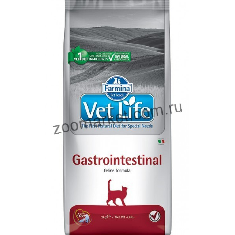 Farmina Vet Life Cat Gastrointestinal Диетический сухой корм для кошек при воспалительных заболеваниях ЖКТ