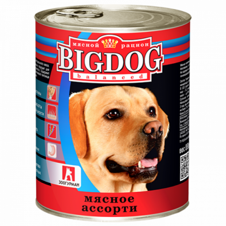Big Dog консервы для собак "Мясное ассорти" 850гр