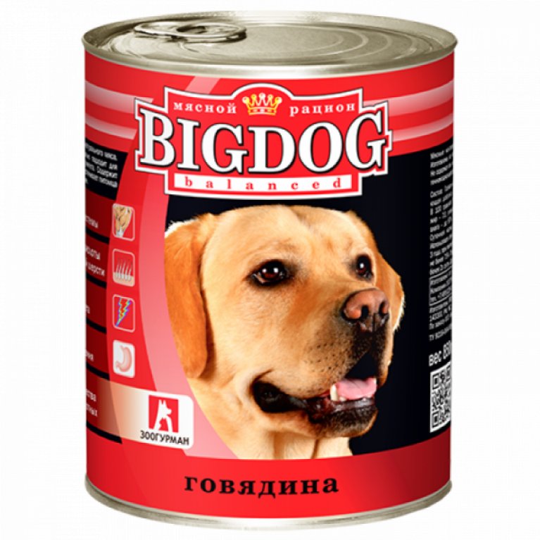 Big Dog консервы для собак "Говядина" 850гр