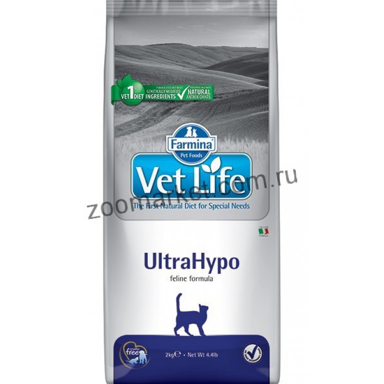 Farmina Vet Life Cat UltraHypo Диетический сухой корм для кошек при неблагоприятной реакции на пищу