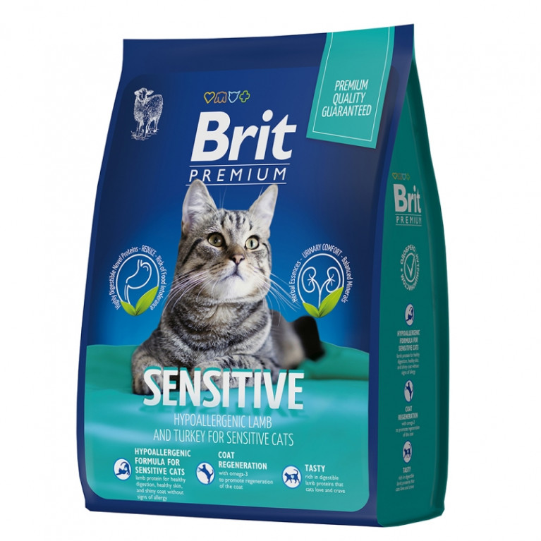 Brit Premium Cat Sensitive Полнорационный сухой корм для кошек с чувствительным пищеварением с индейкой и ягненком
