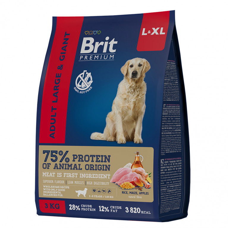 Brit Premium Dog Adult Large and Giant Полнорационный корм для взрослых собак крупных и гигантских пород (от 25-90кг)