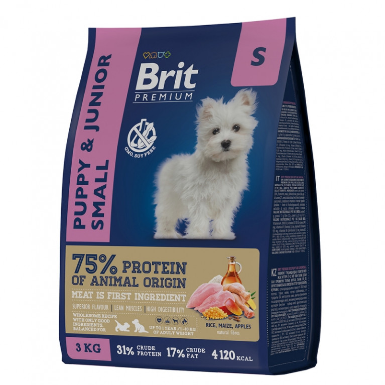 Brit Premium Dog Puppy and Junior Small Полноценный корм для щенков и молодых собак (1-12 месяцев) мелких пород (1-10 кг).