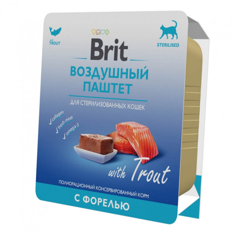 Brit Premium Воздушный паштет для взрослых стерилизованных кошек с форелью 100г