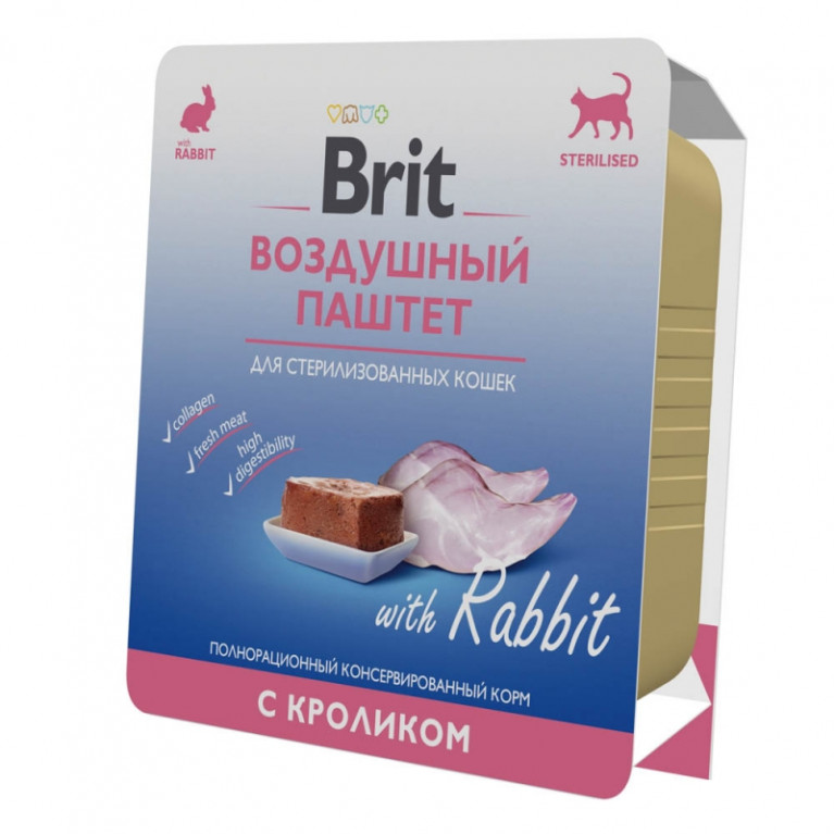 Brit Premium Воздушный паштет для взрослых стерилизованных кошек с кроликом 100г