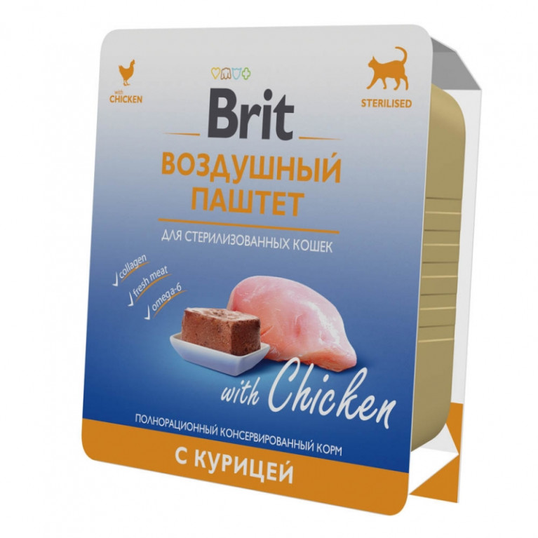Brit Premium Воздушный паштет для взрослых стерилизованных кошек с курицей 100г