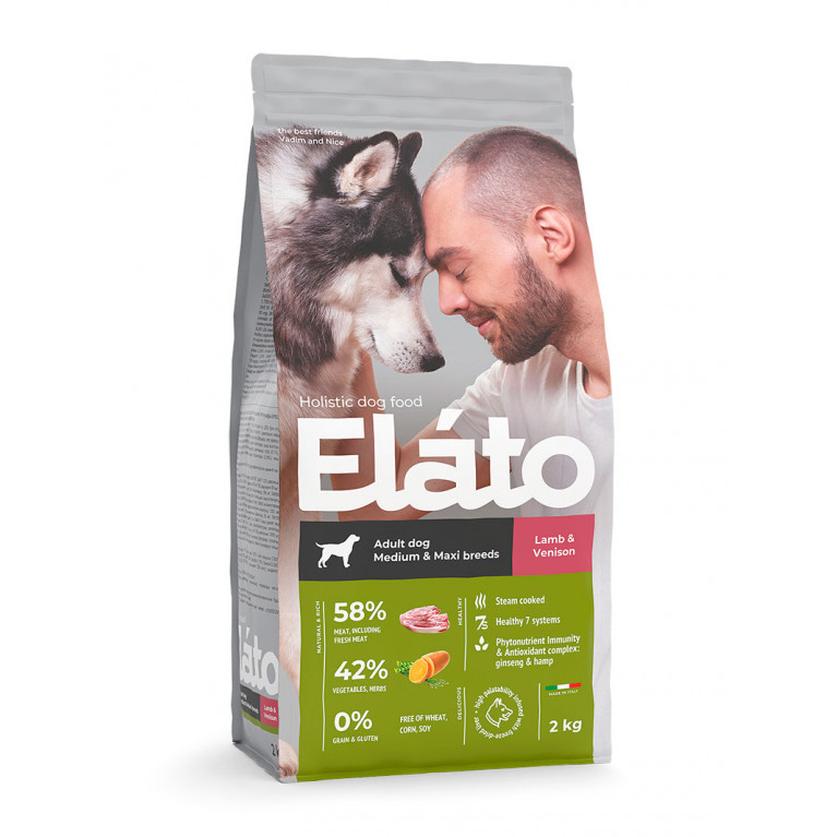 Elato Holistic Adult Dog Medium & Maxi Lamb & Venison сухой корм для взрослых собак средних и крупных пород с ягненком и олениной