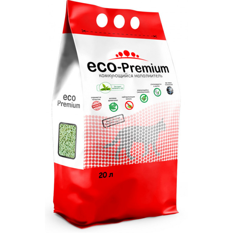 Eco Premium ЗЕЛЕНЫЙ ЧАЙ Наполнитель древесный комкующийся с ароматом зеленого чая