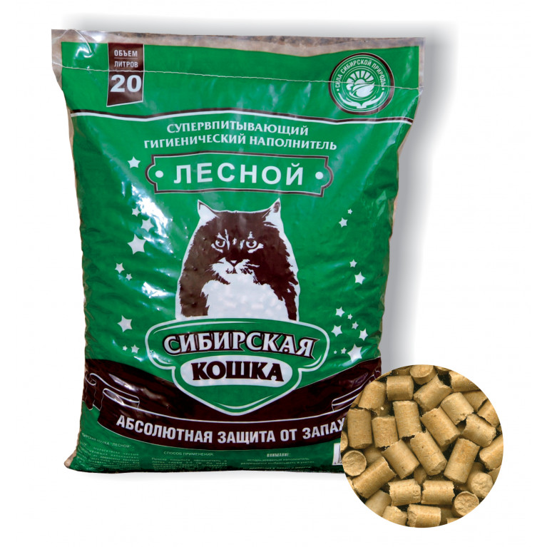 Сибирская Кошка Наполнитель впитывающий древесный Лесной  