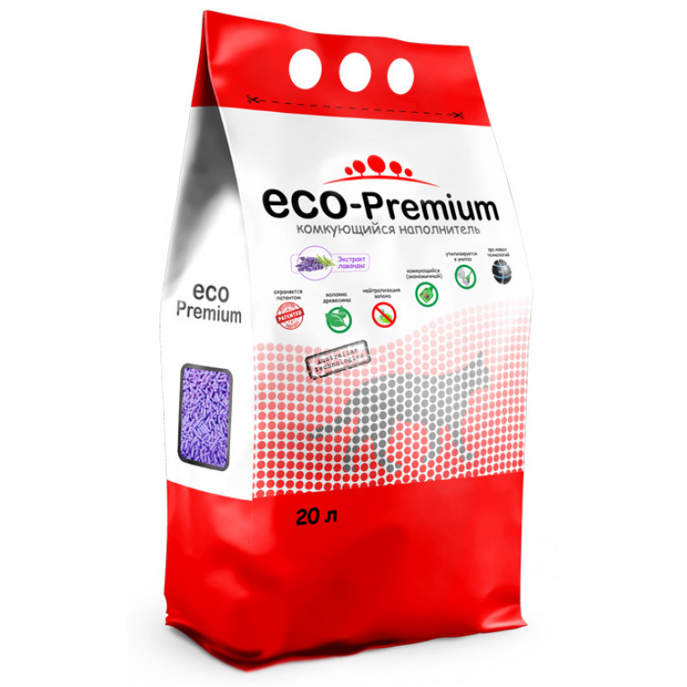 Eco Premium ЛАВАНДА наполнитель древесный комкующийся с ароматом лаванды