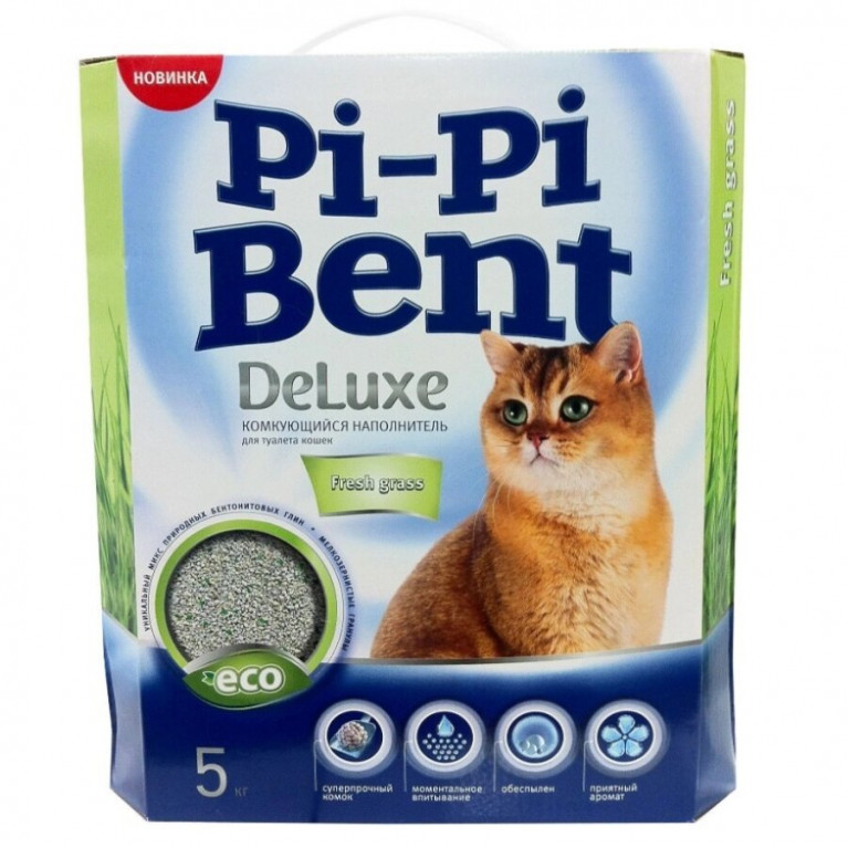 Pi-Pi-Bent Deluxe  Fresh grass Комкующийся наполнитель 5кг
