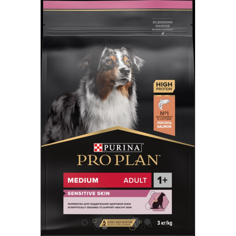 Pro Plan Adult Medium Sensitive Skin Сухой корм для взрослых собак средних пород с чувствительной кожей с лососем
