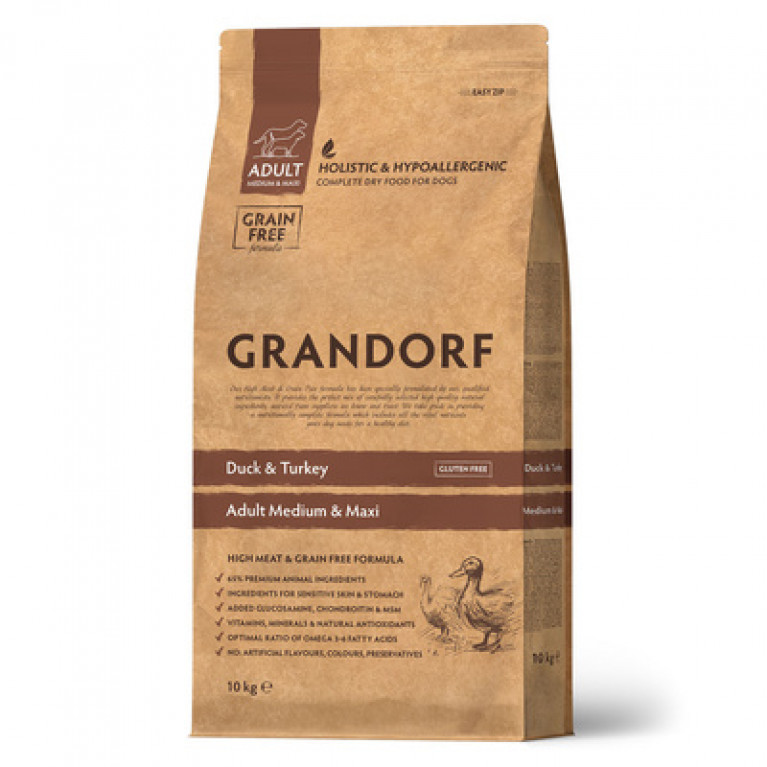 Grandorf Adult Medium&Maxi Duck&Turkey Корм для взрослых собак средних и крупных пород  (утка с индейкой )